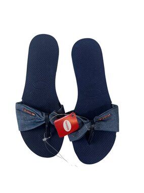Havaianas St. Tropez Thong Sandals Womens Size 11/12 Blue New Bow Summer